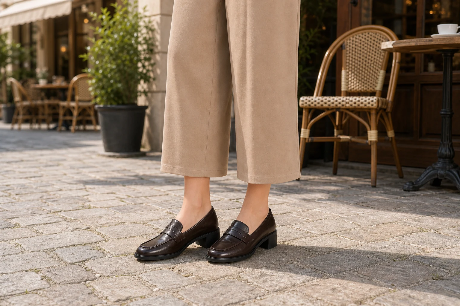 Mocassins dans une scène de produit de style de vie en contexte