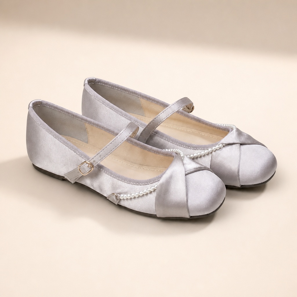 Silberne Mary-Jane-Ballerinas
