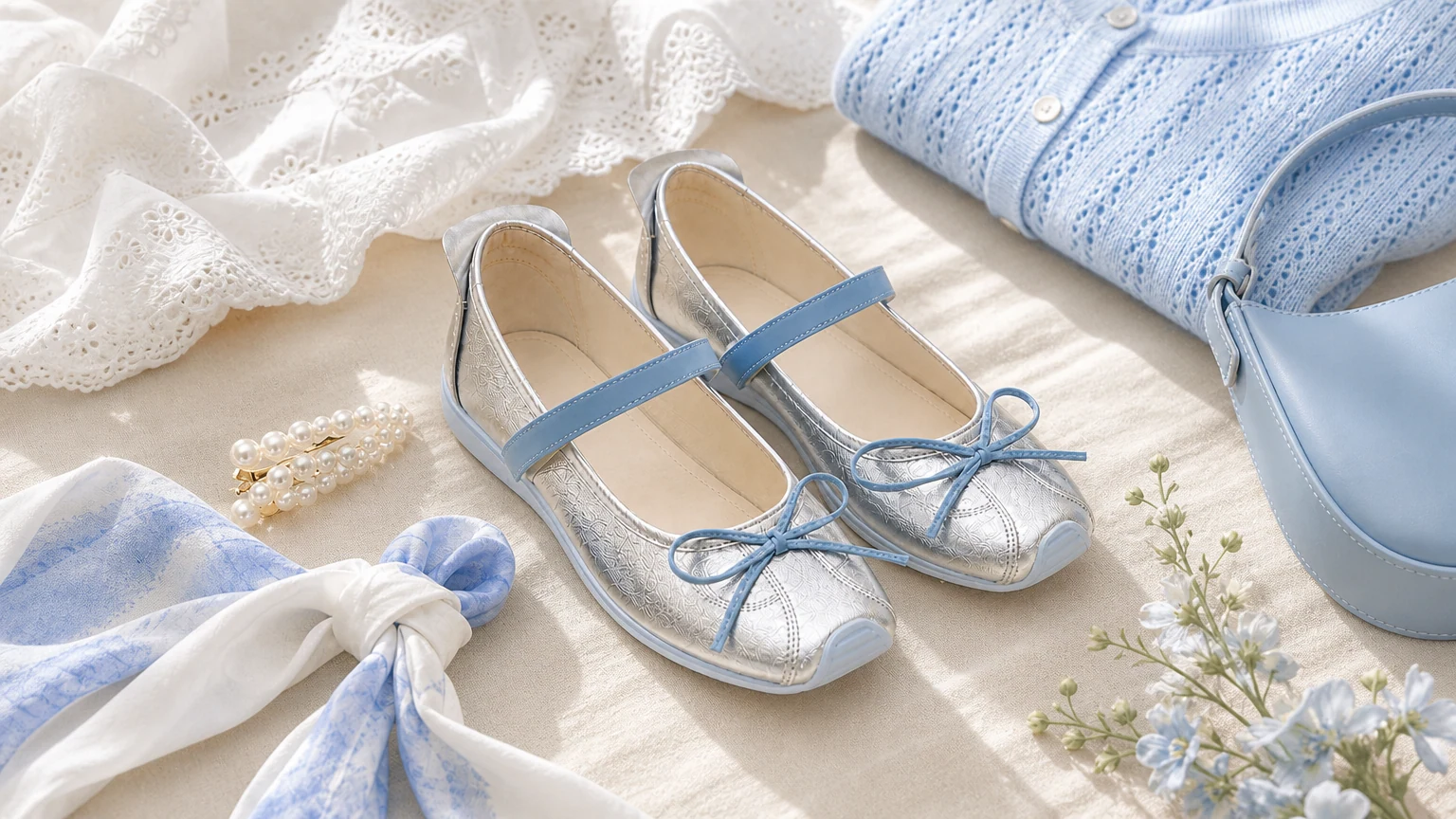 Elegante Mary-Jane-Schuhe mit Schleifendetails in einer sanften Lifestyle-Szene