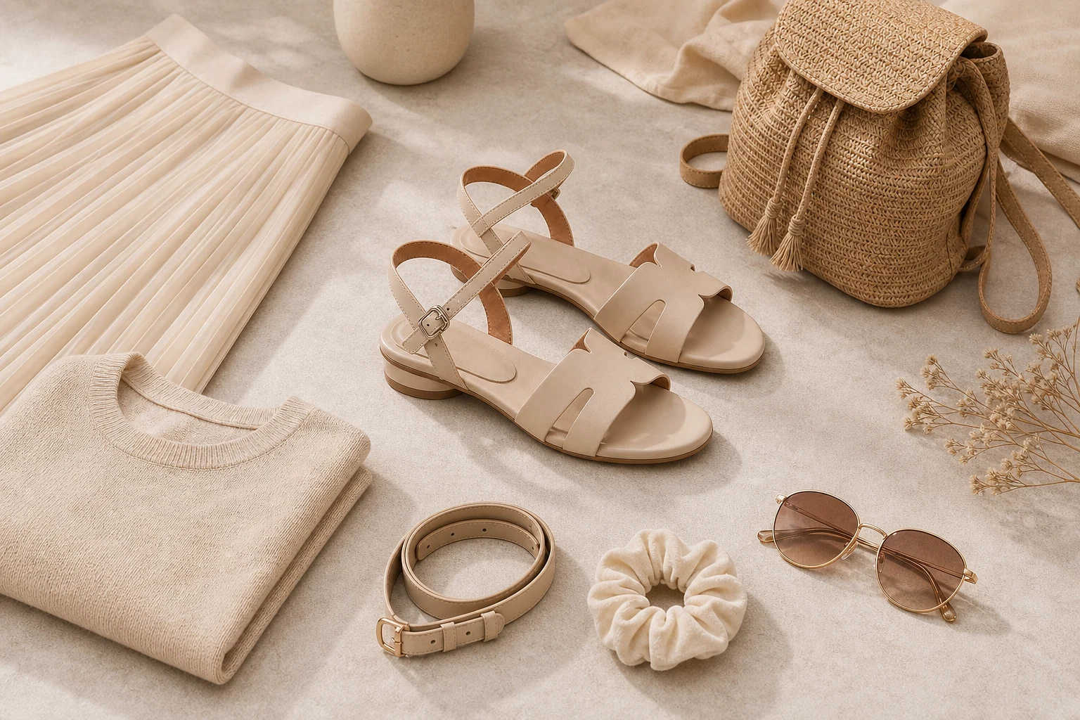 Square toe flats shown in a product-in-context lifestyle scene