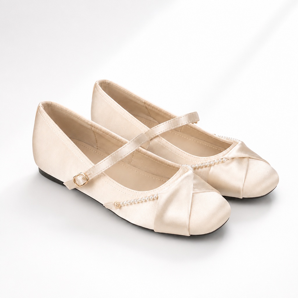 Beige Mary Jane Ballerinas