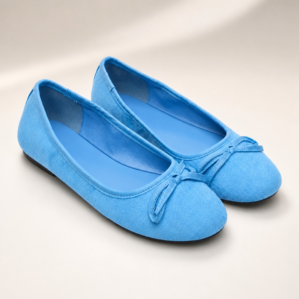 Blauwe ballerina's met ronde neus