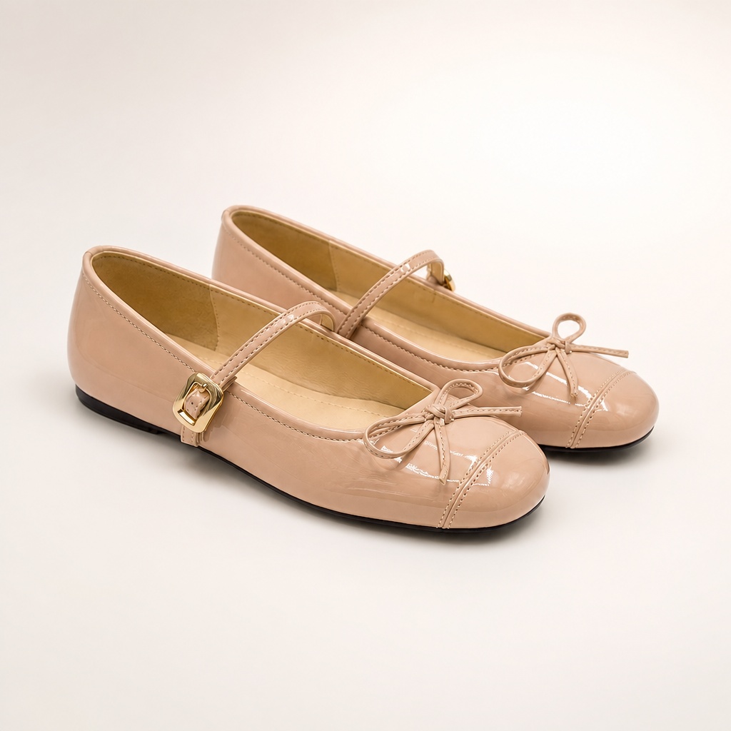 Roze Mary Jane ballerina's met strikdetail