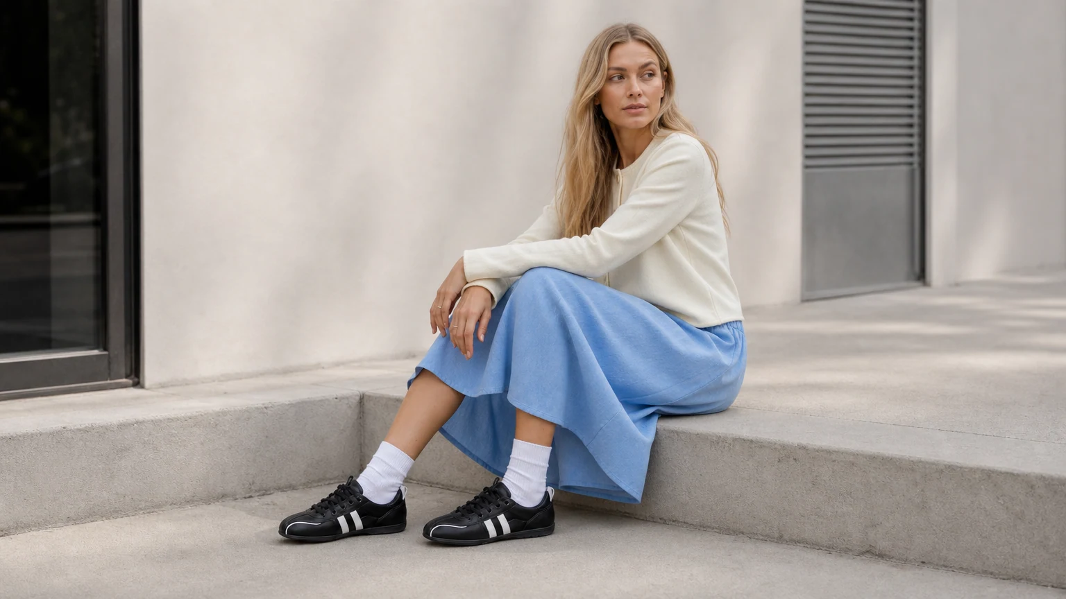 Ballerine da donna con lacci, presentate in una scena di lifestyle orizzontale.