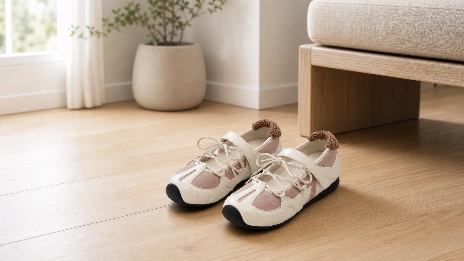 Ballerine sportive da donna in una scena streetwear orizzontale