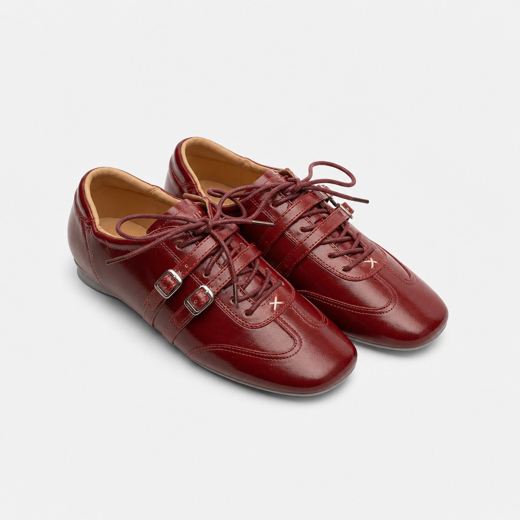 Rode kleuroptie voor Oxford-flats met gelaagde bandjes
