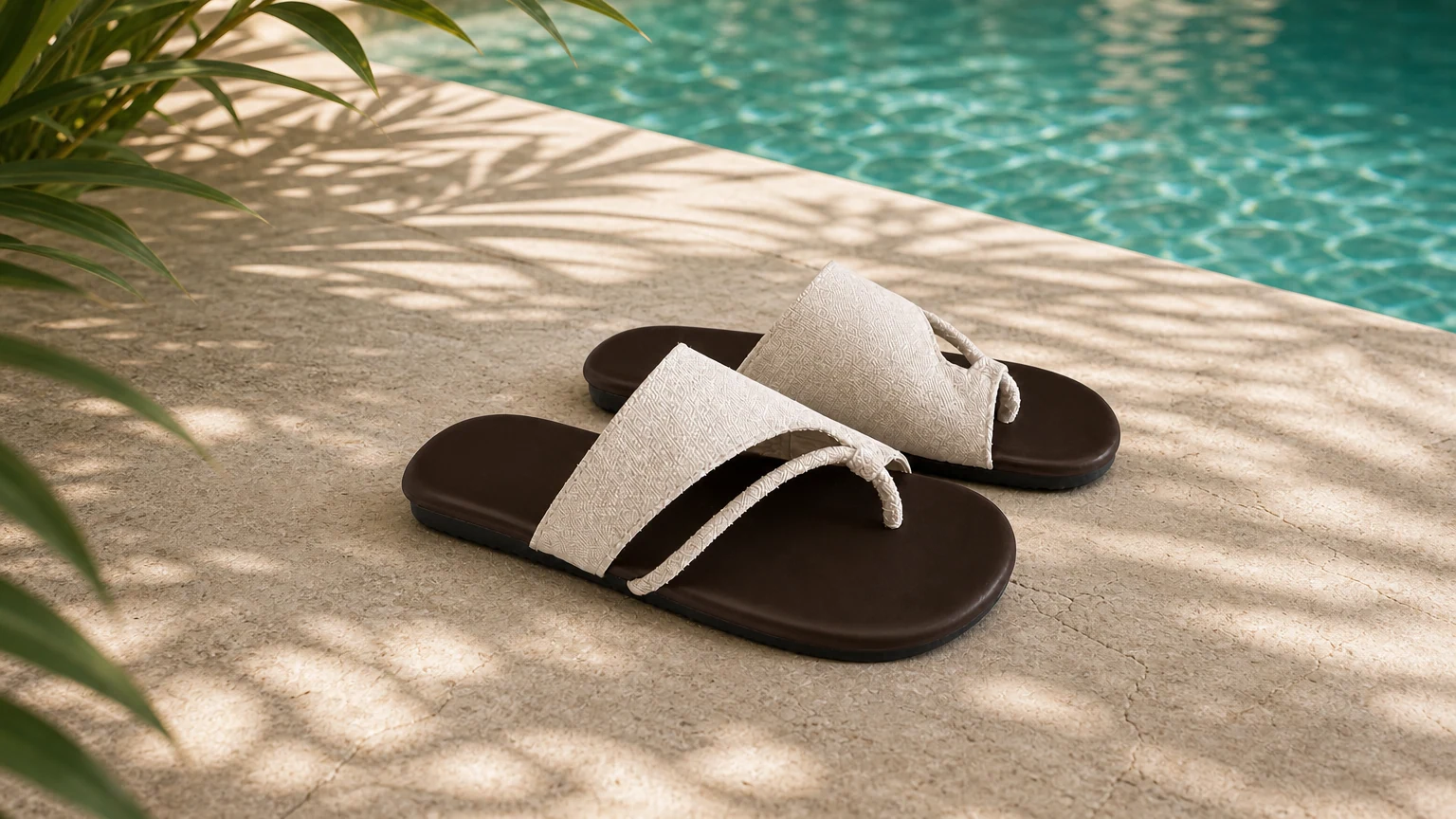 Slip-on slide sandals in a clean summer scene