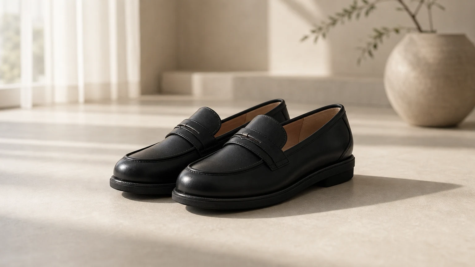 Mocassins à bout arrondi et coussinets, dans un style décontracté.