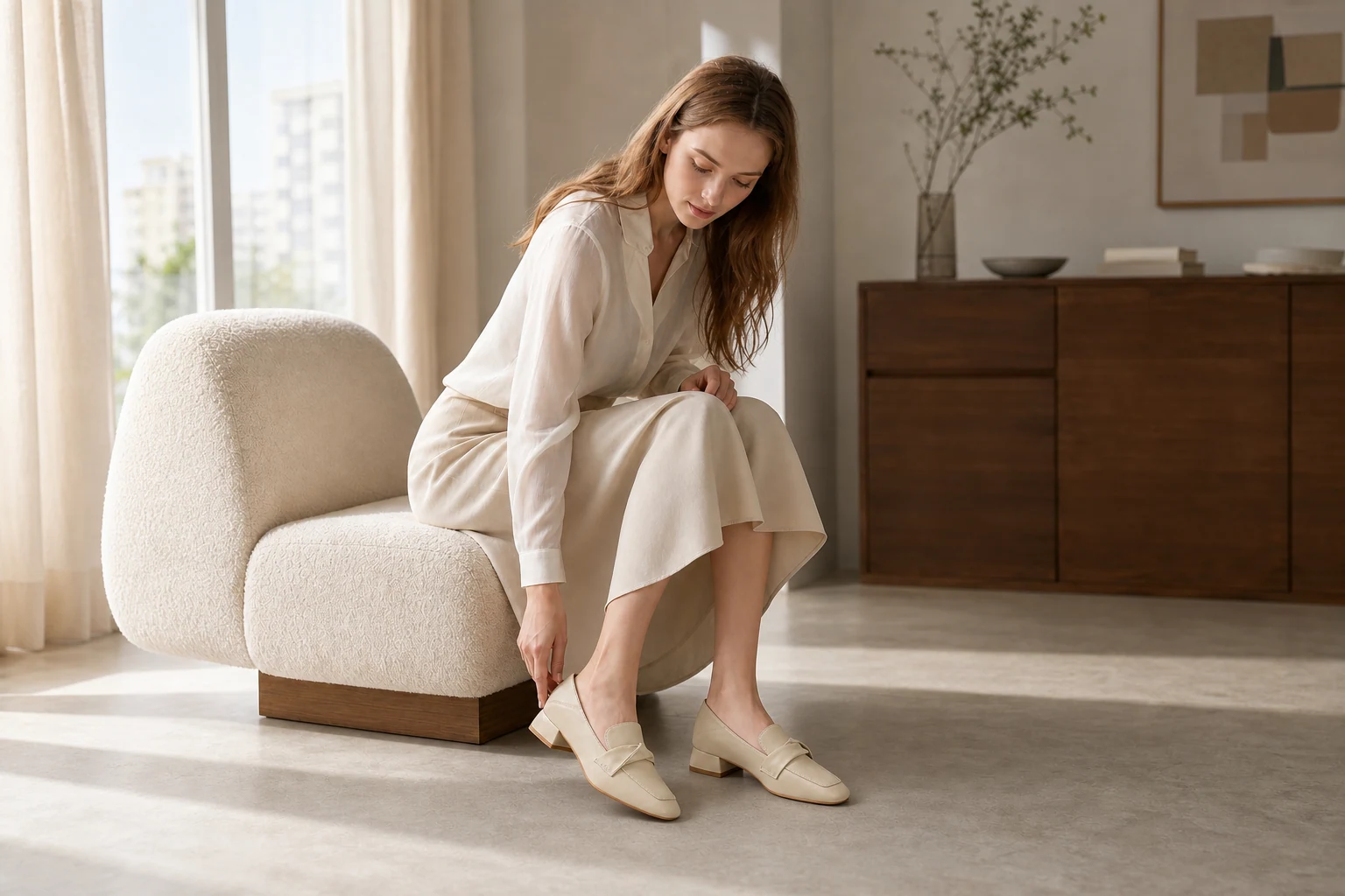 Slip-on loaferit tuote-konteksti-elämäntapakuvassa
