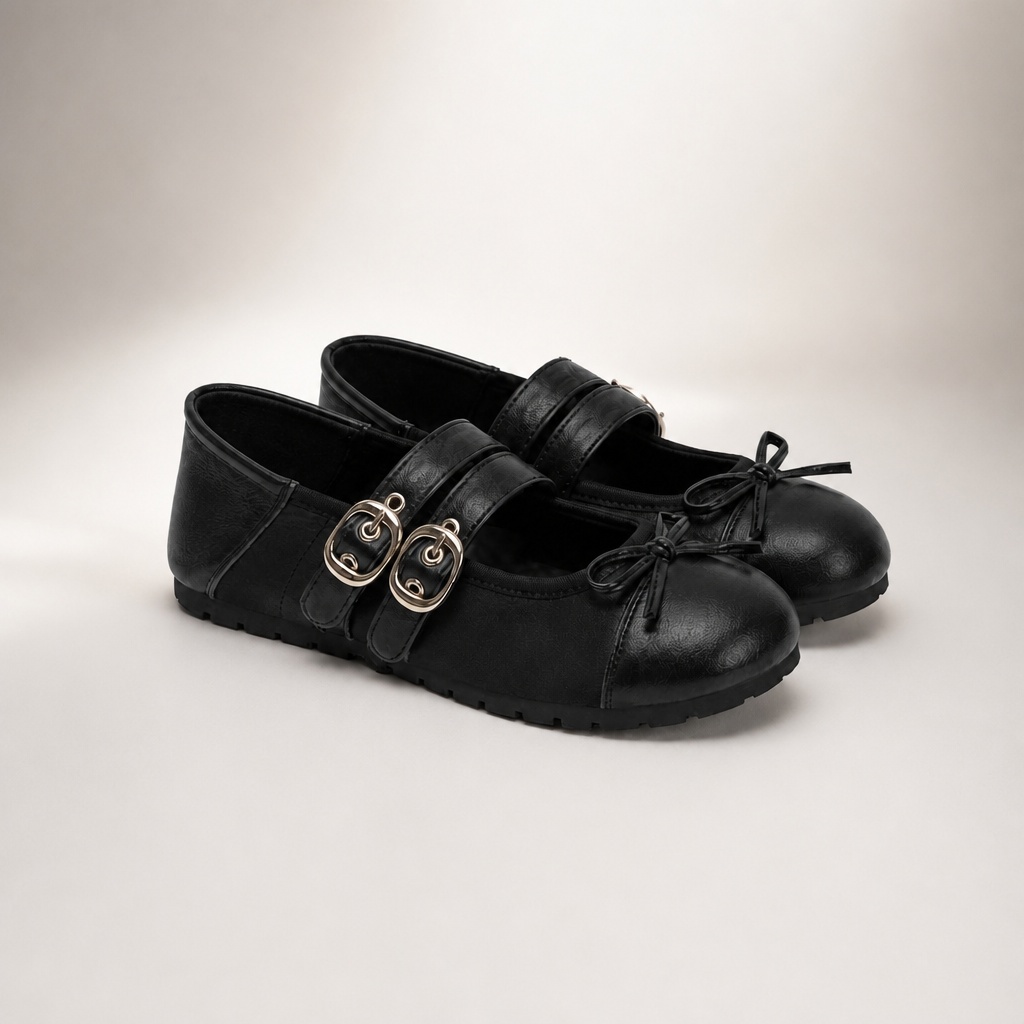 Kleuroptie: zwarte Mary Jane ballerina's