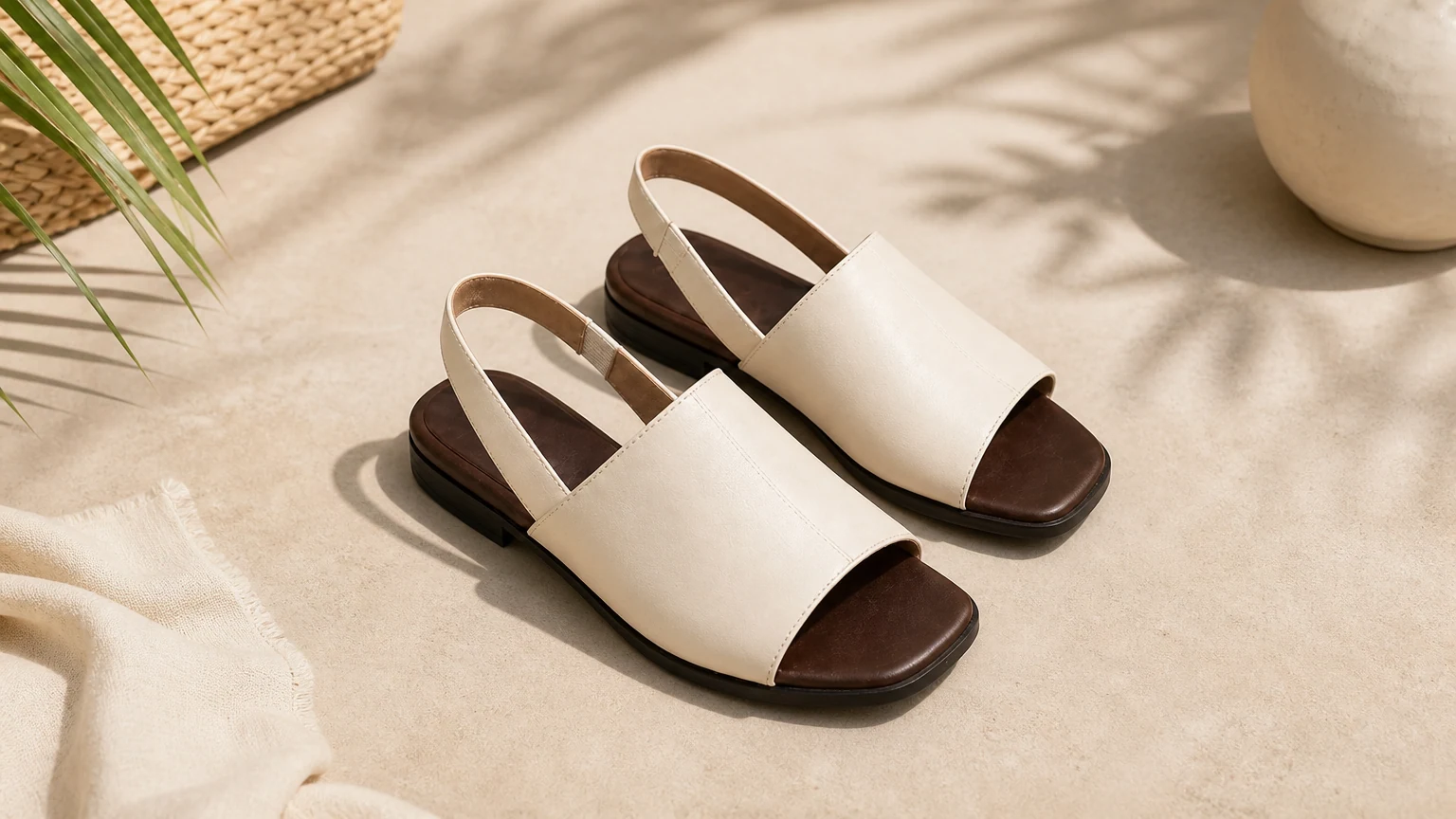 Roman style flat open toe sandals styled for warm weather