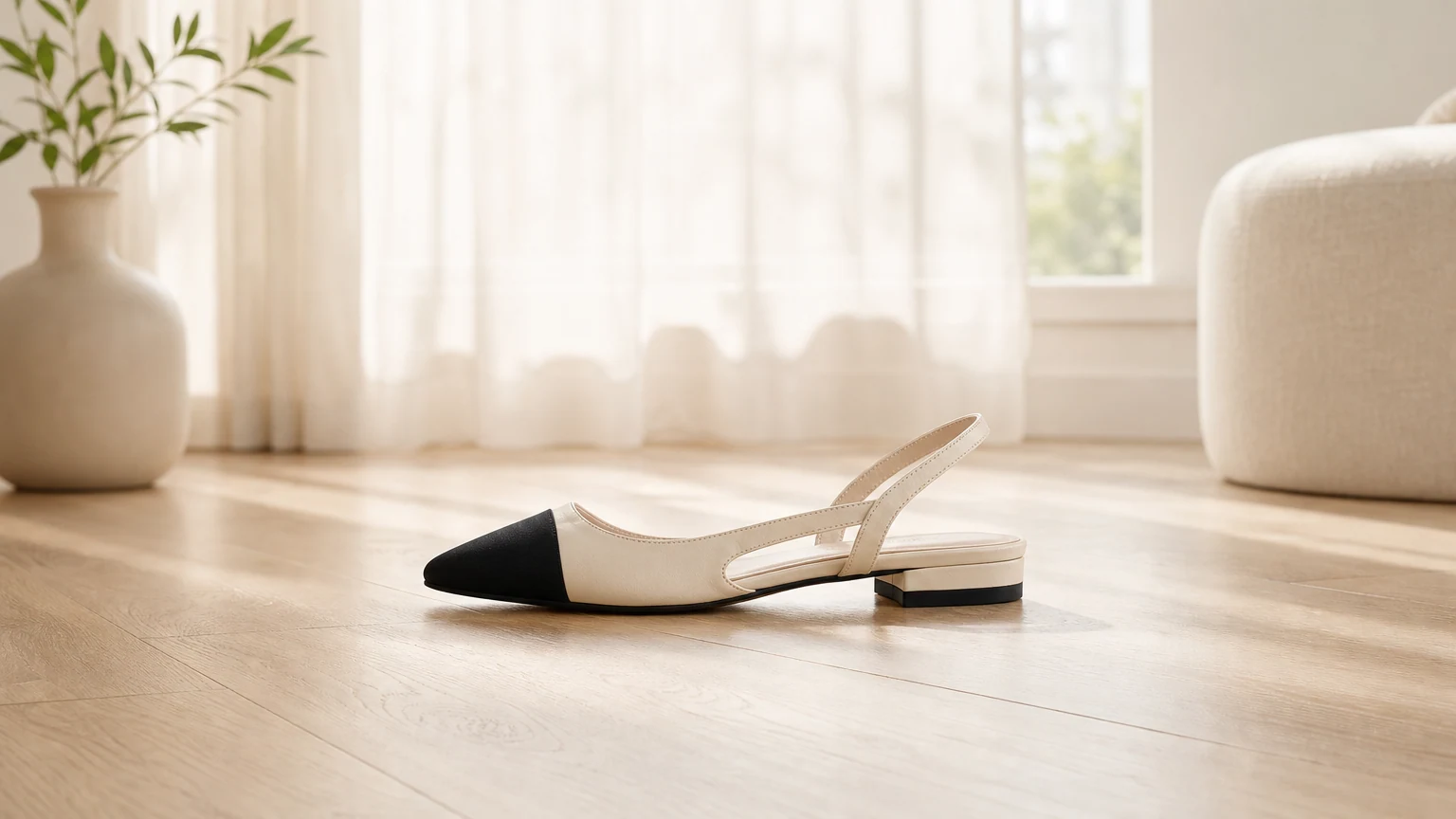 Casual color block closed toe flats styled in a work and leisure scene