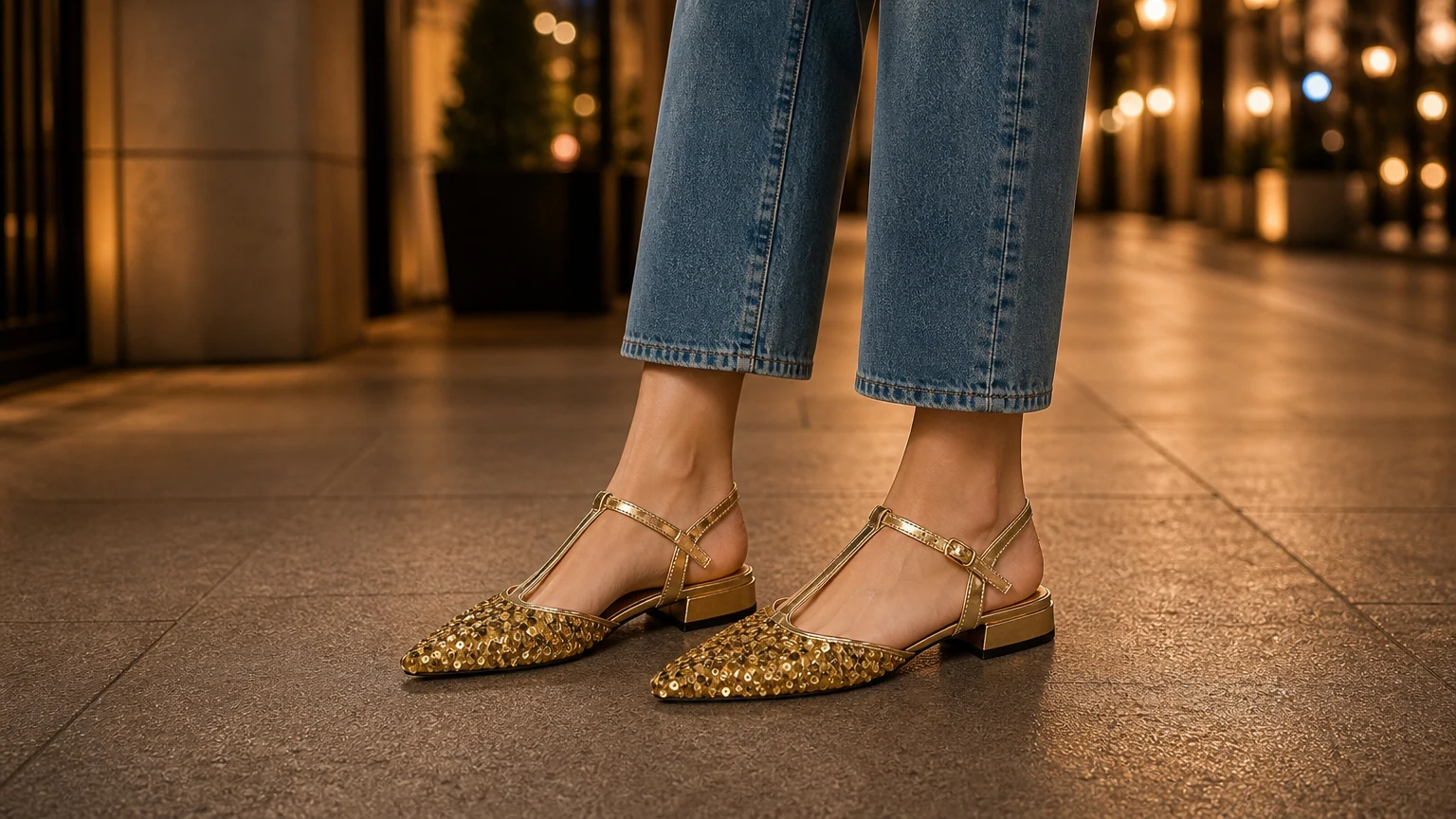 Casual closed toe flat sandals in a lifestyle scene