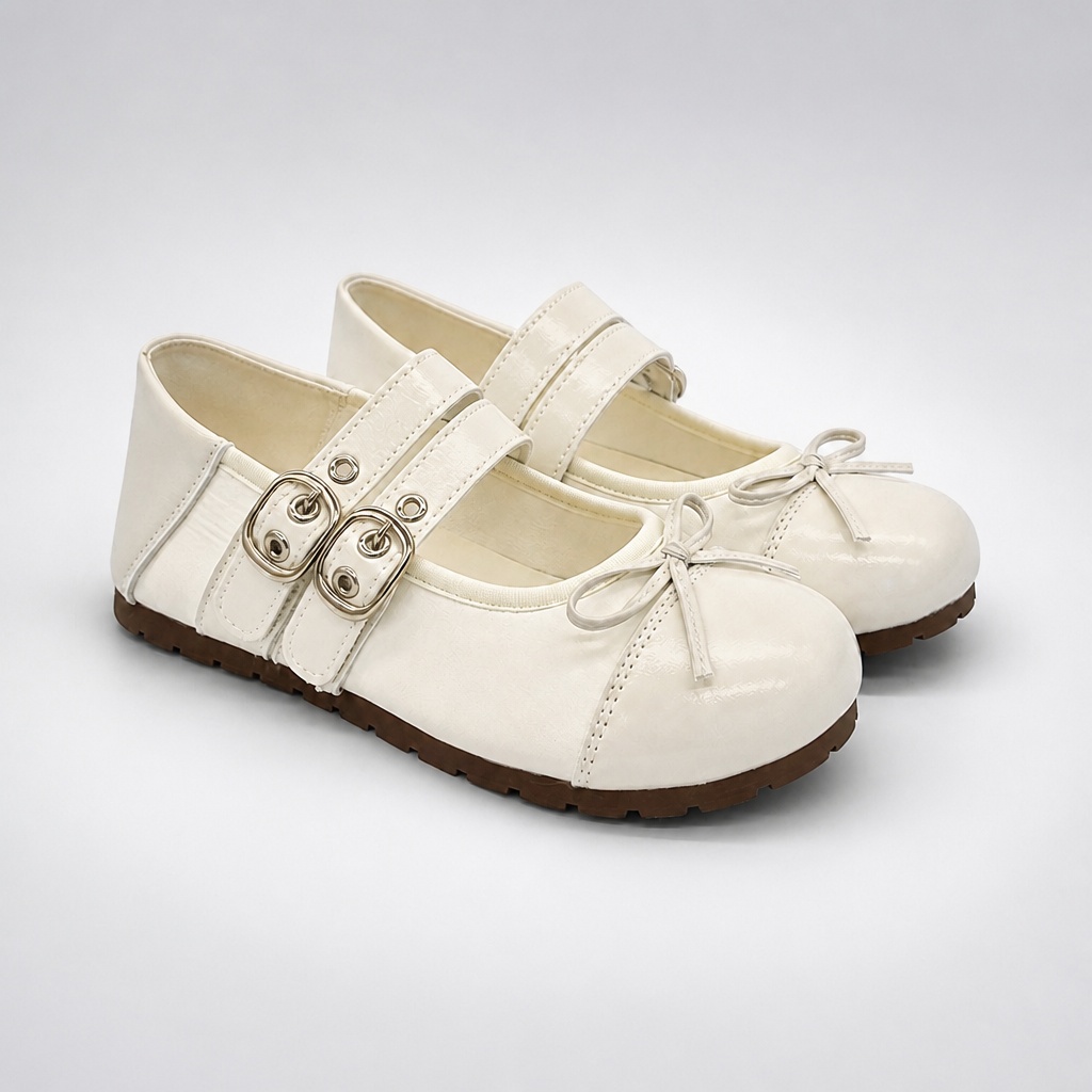Off-white Mary Jane ballerina's, kleuroptie