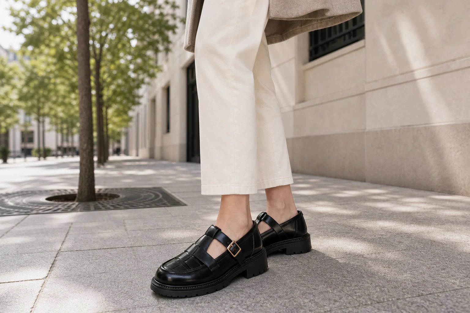 Lifestyle scene showing the chunky fisherman shoes in context