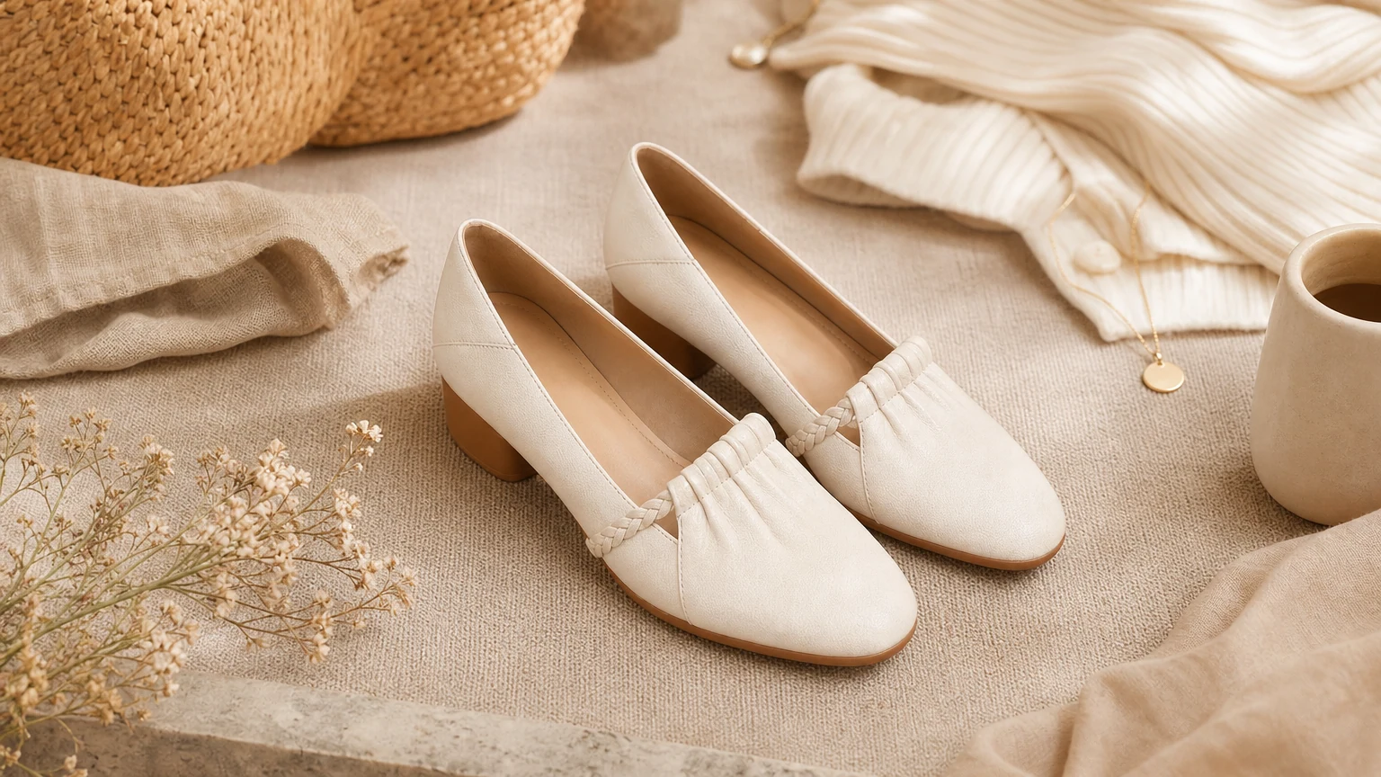 Refined round toe everyday walking loafers styled in a horizontal scene