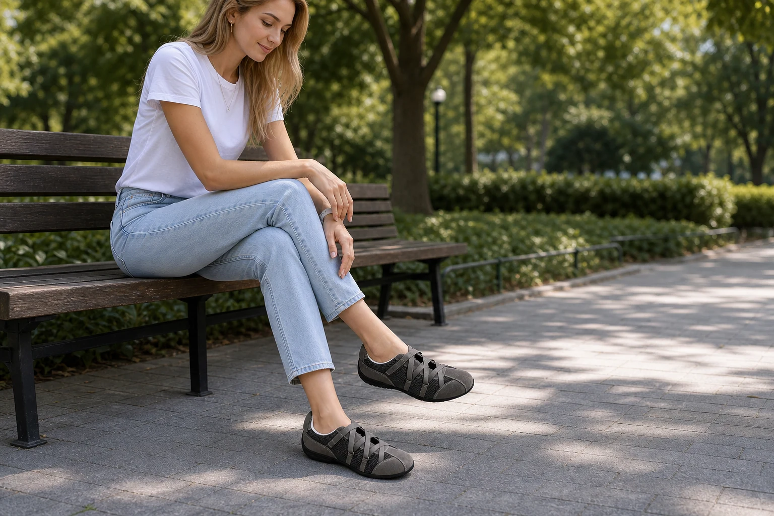 Casual sport shoes in a lifestyle scene