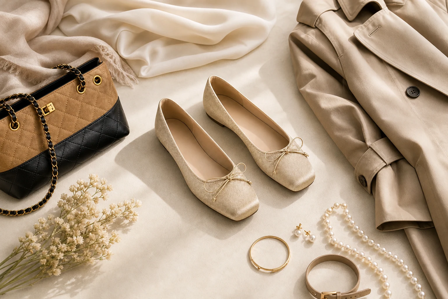 Bow flats shown in a soft product-in-context scene