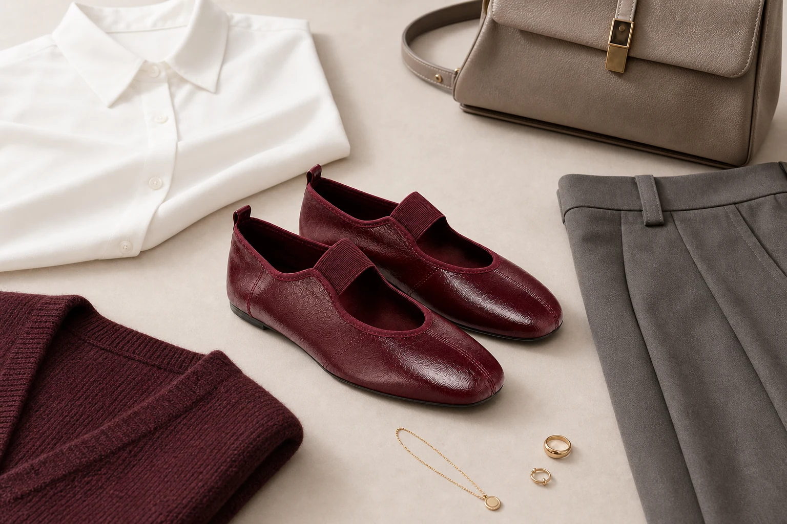 Minimal walking flats in a lifestyle scene