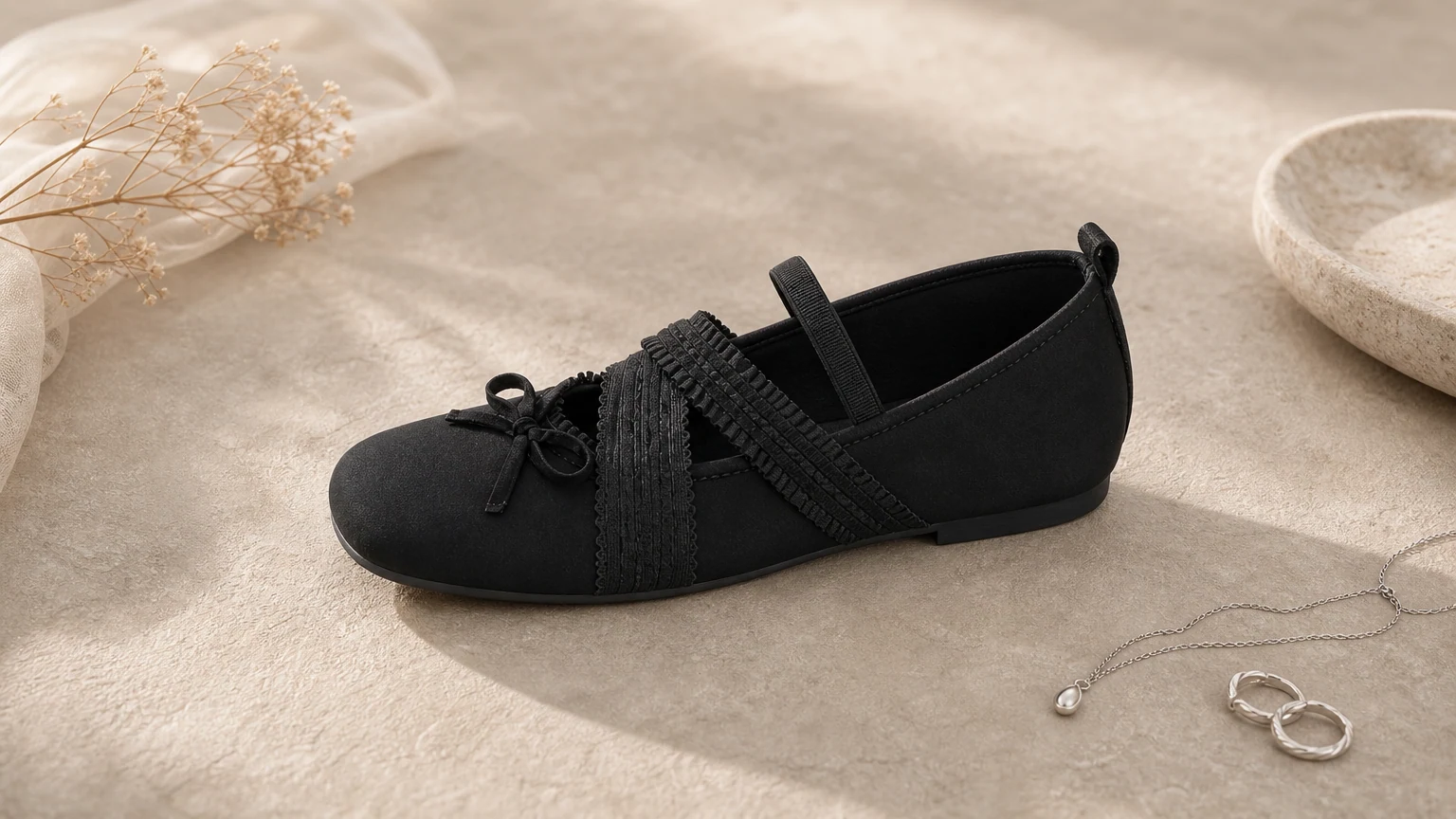 Sweet square toe Mary Jane strap shoes styled in a soft everyday scene