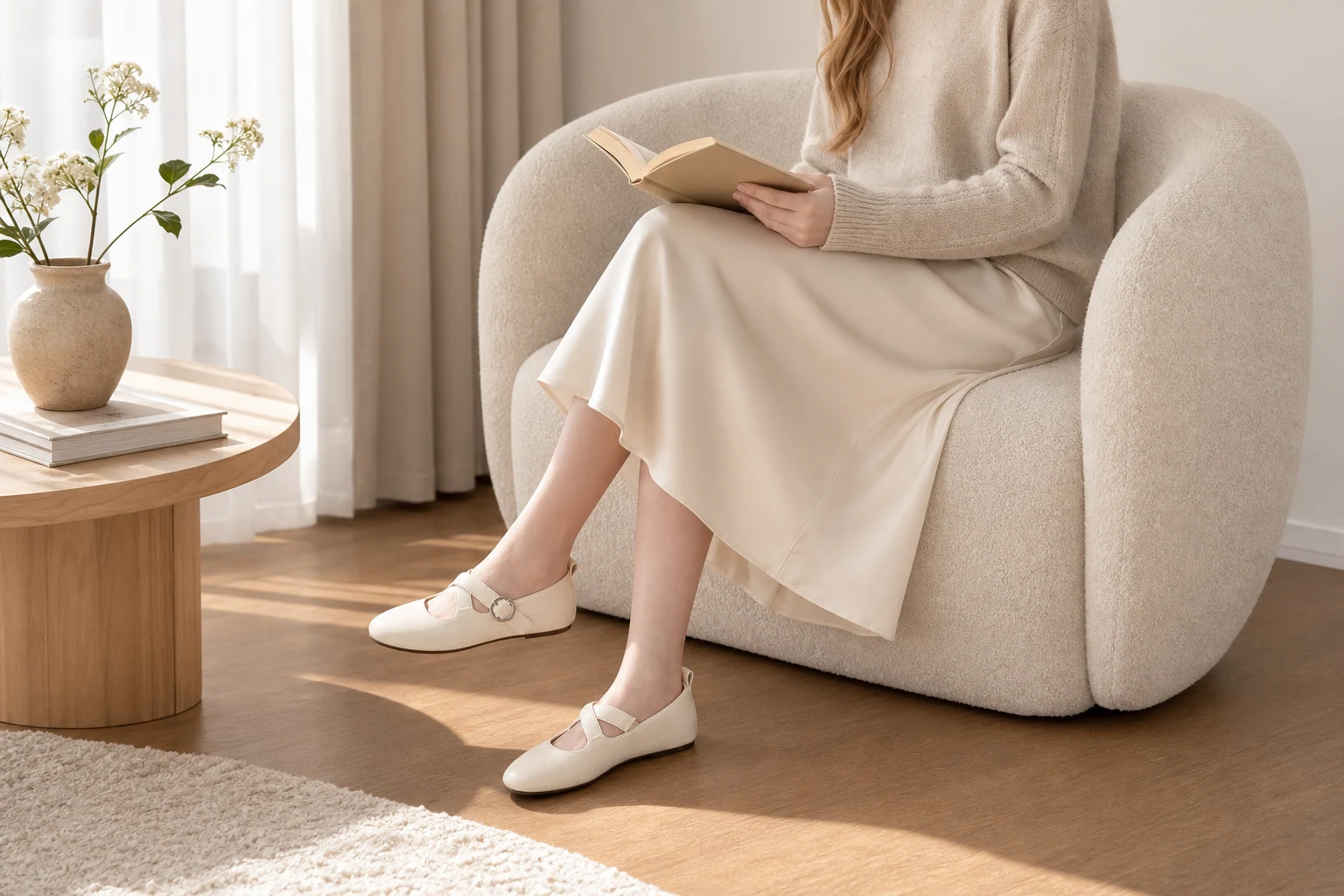 Mary Jane shoes in a lifestyle scene with the full product visible